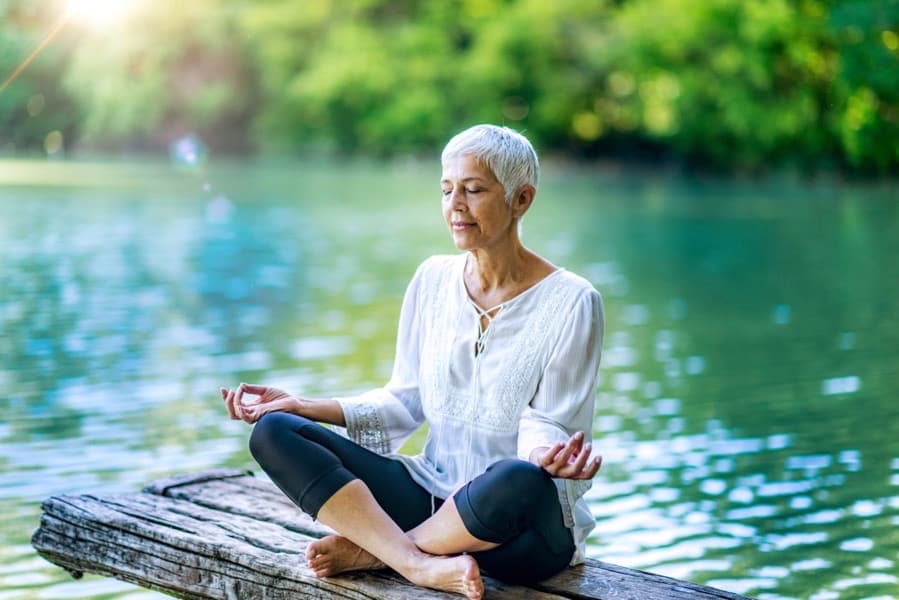 Meditating by the water